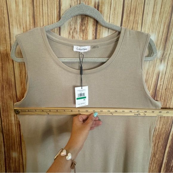Calvin Klein Women’s Scoop Neck Long Sleeve Cold Shoulder Tan Blouse Size Large - Picture 9 of 13